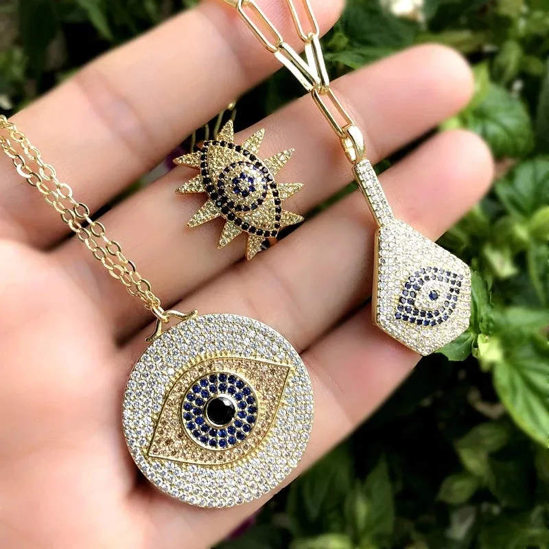 Luxury Evil Eye Pendant - Gold Micro Pave Zircon