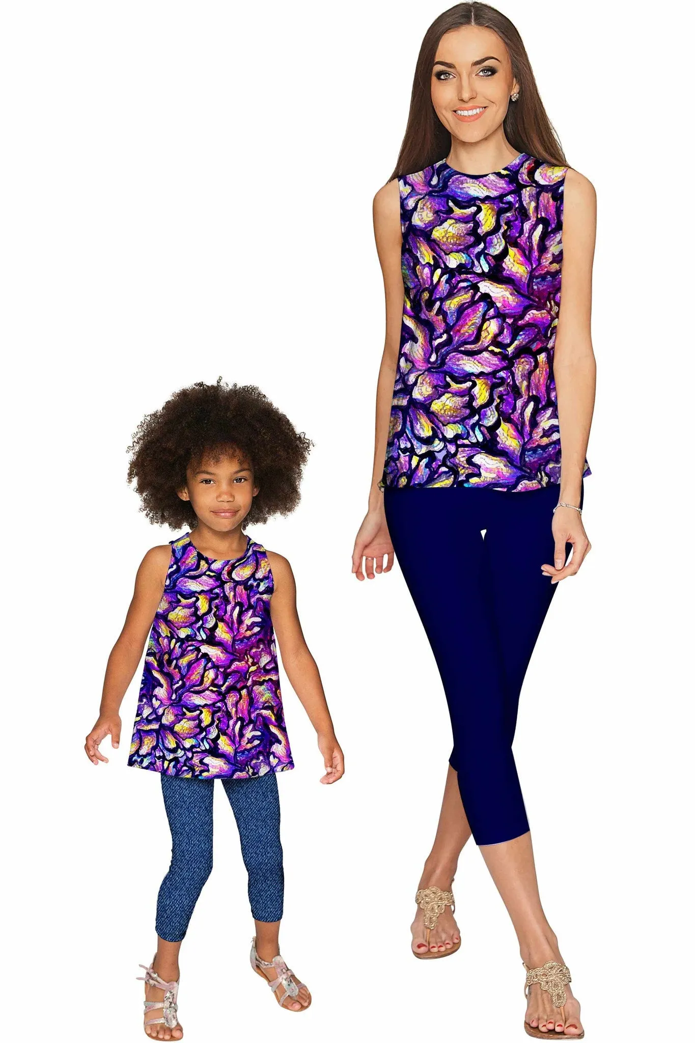 Make a Wish Emily Purple Print Sleeveless Fancy Top - Girls