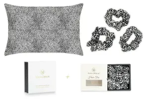 Mayfairsilk Leopard Silk Pillowcase and Scrunchies Gift Set