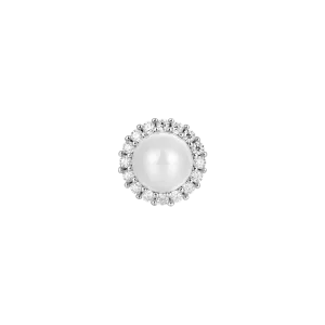 Moissanite Pearl Stud Earring-Single