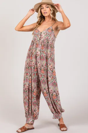 Multi Paisley Print Sleeveless Jumpsuit