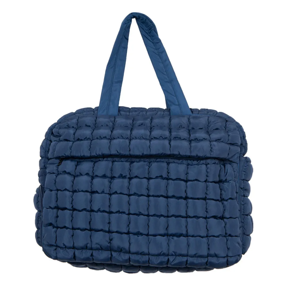 Navy Wholesale Quilted Weekend Duffel Bag w/ Pass-Thru Slip