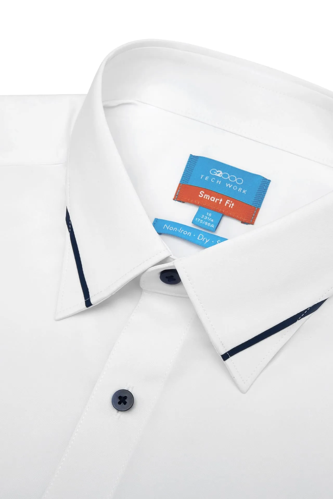 Non-Iron Dry Stretch Smart Fit Poplin Shirt Design Detail Collar