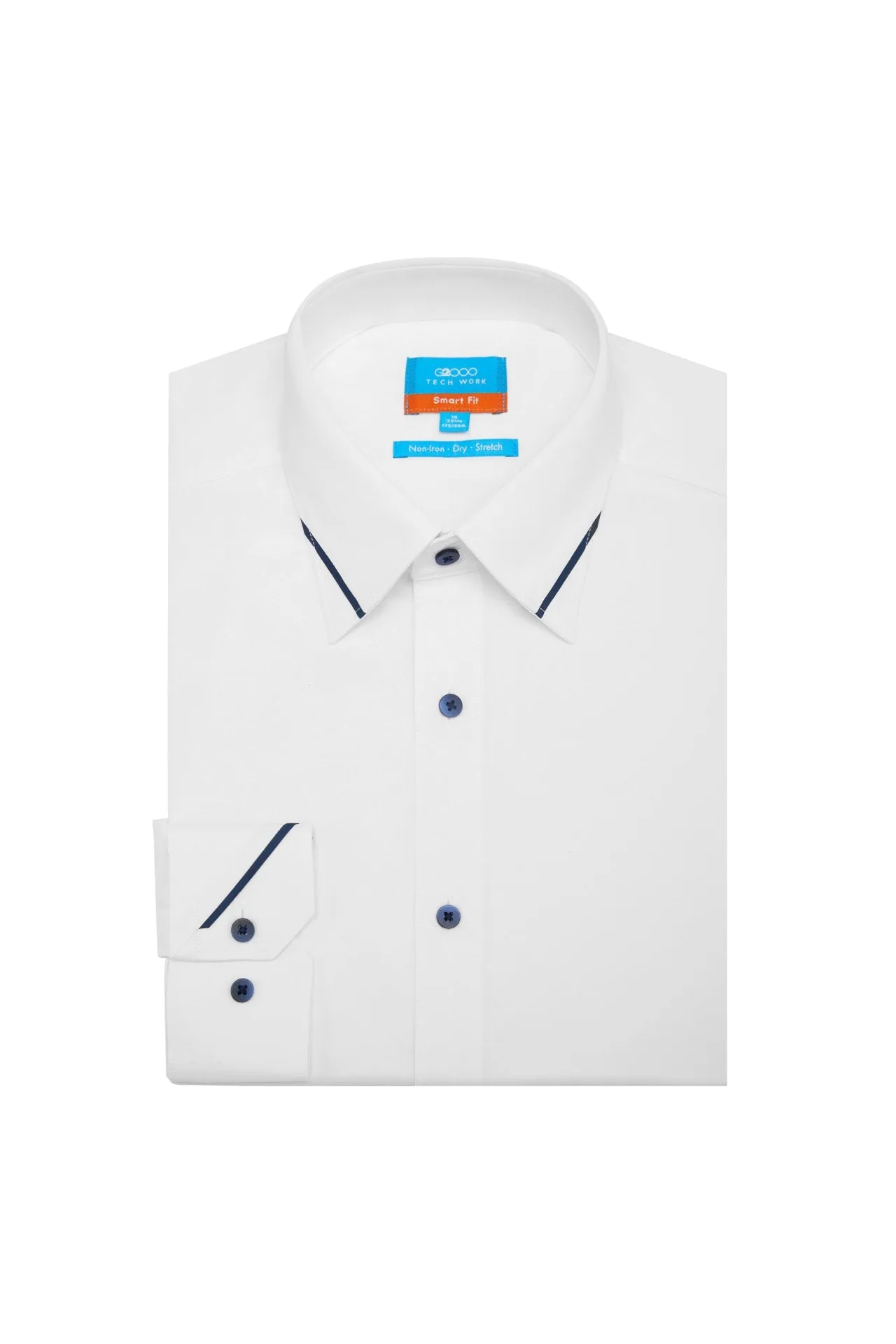 Non-Iron Dry Stretch Smart Fit Poplin Shirt Design Detail Collar