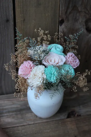 Pink and Mint Sola Wood Centerpiece