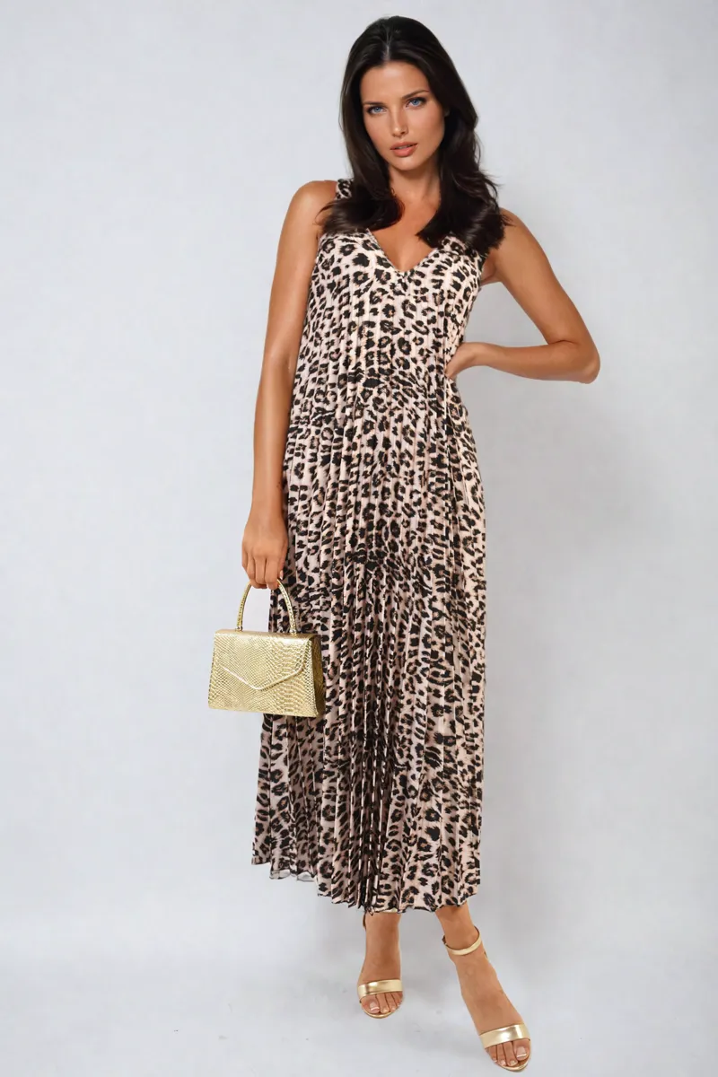 Pleated Strappy Maxi Dress