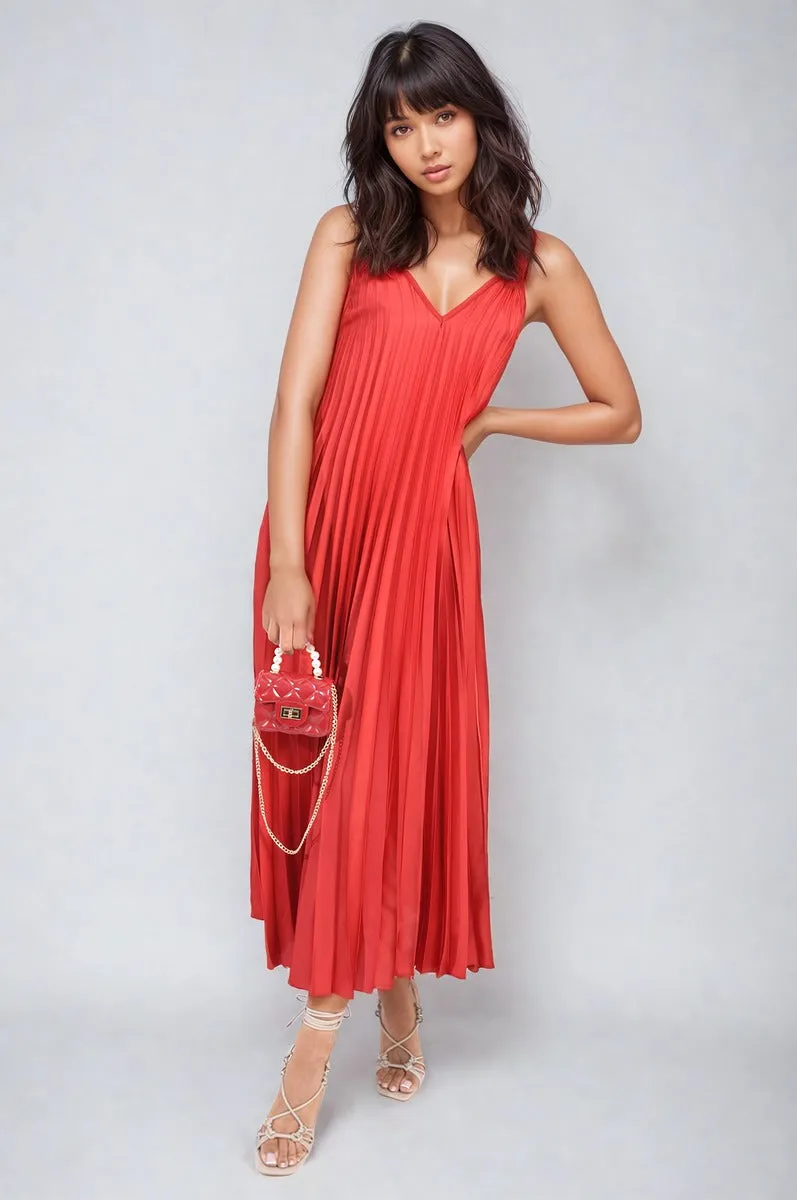 Pleated Strappy Maxi Dress