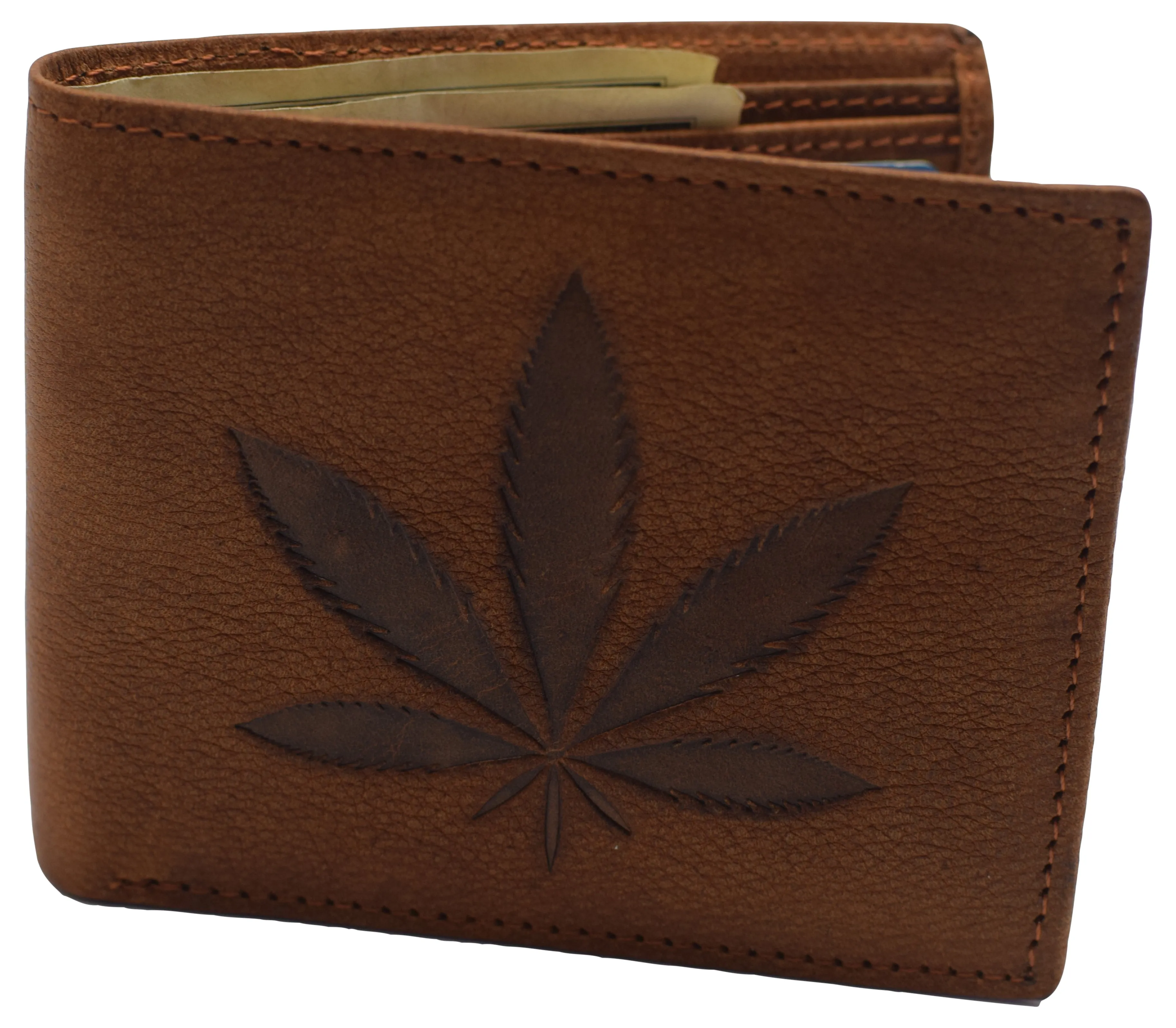 Real Genuine Leather RFID Blocking Wallets Mens Wallet Bifold Classic Engraved Logos