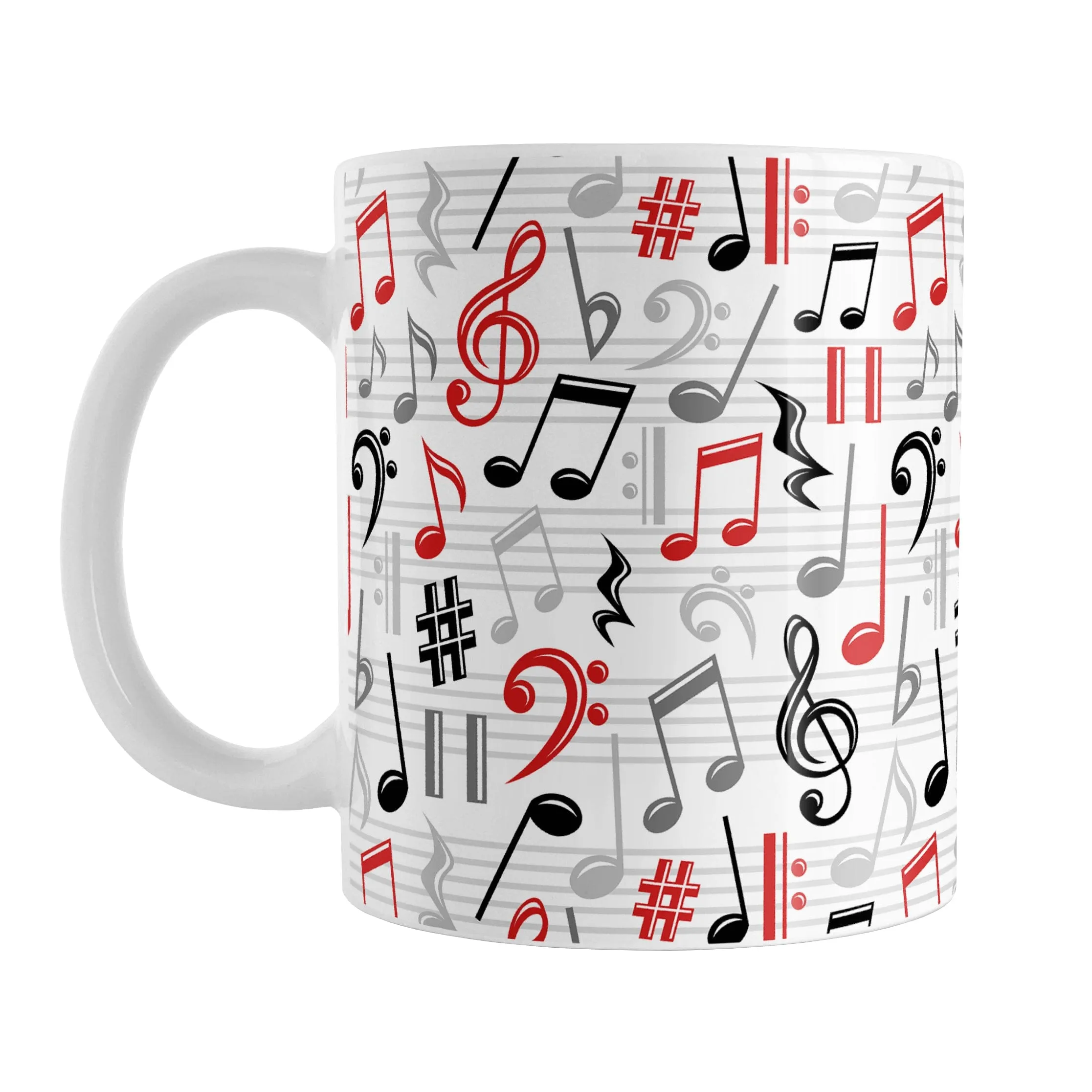 Red Music Notes Pattern Mug