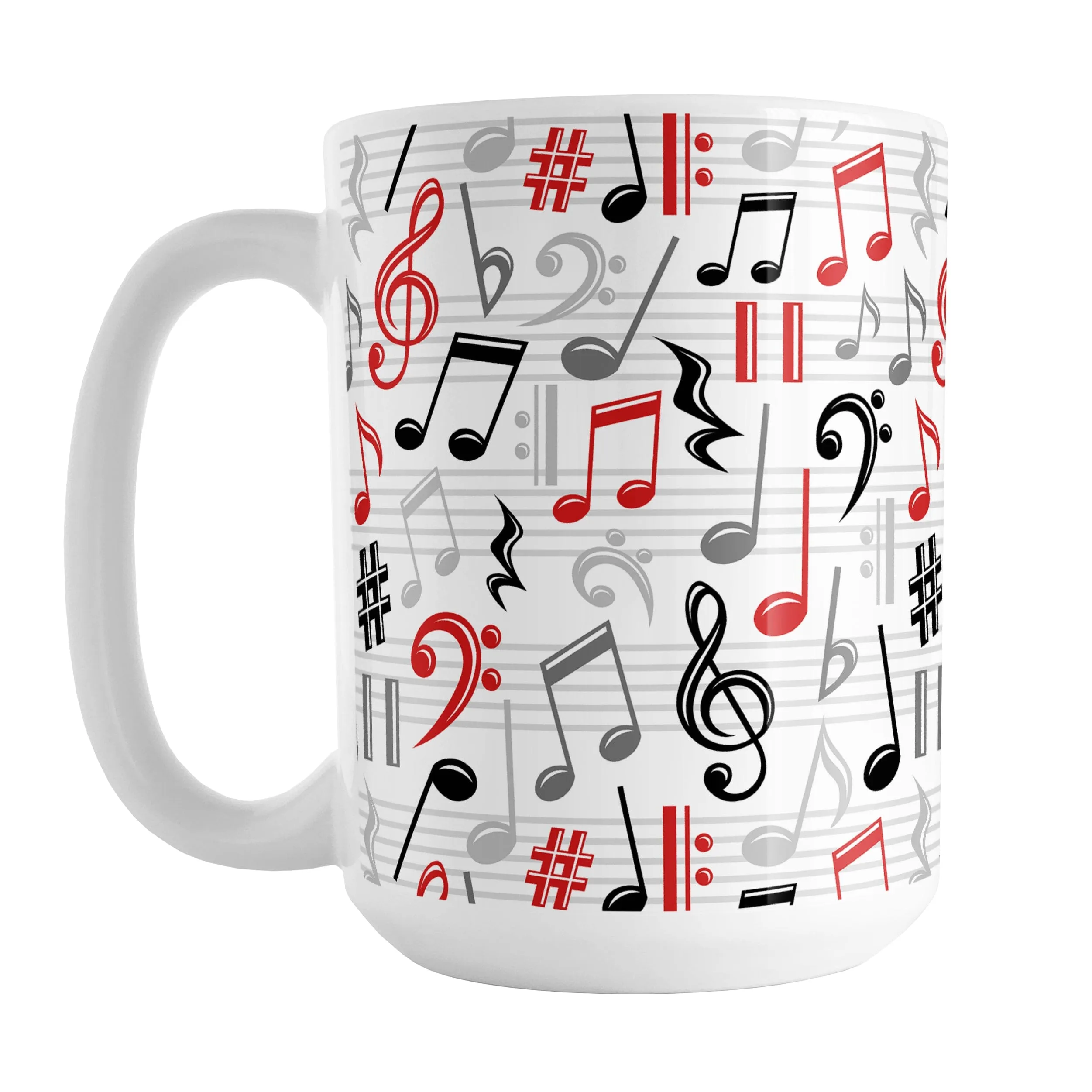 Red Music Notes Pattern Mug