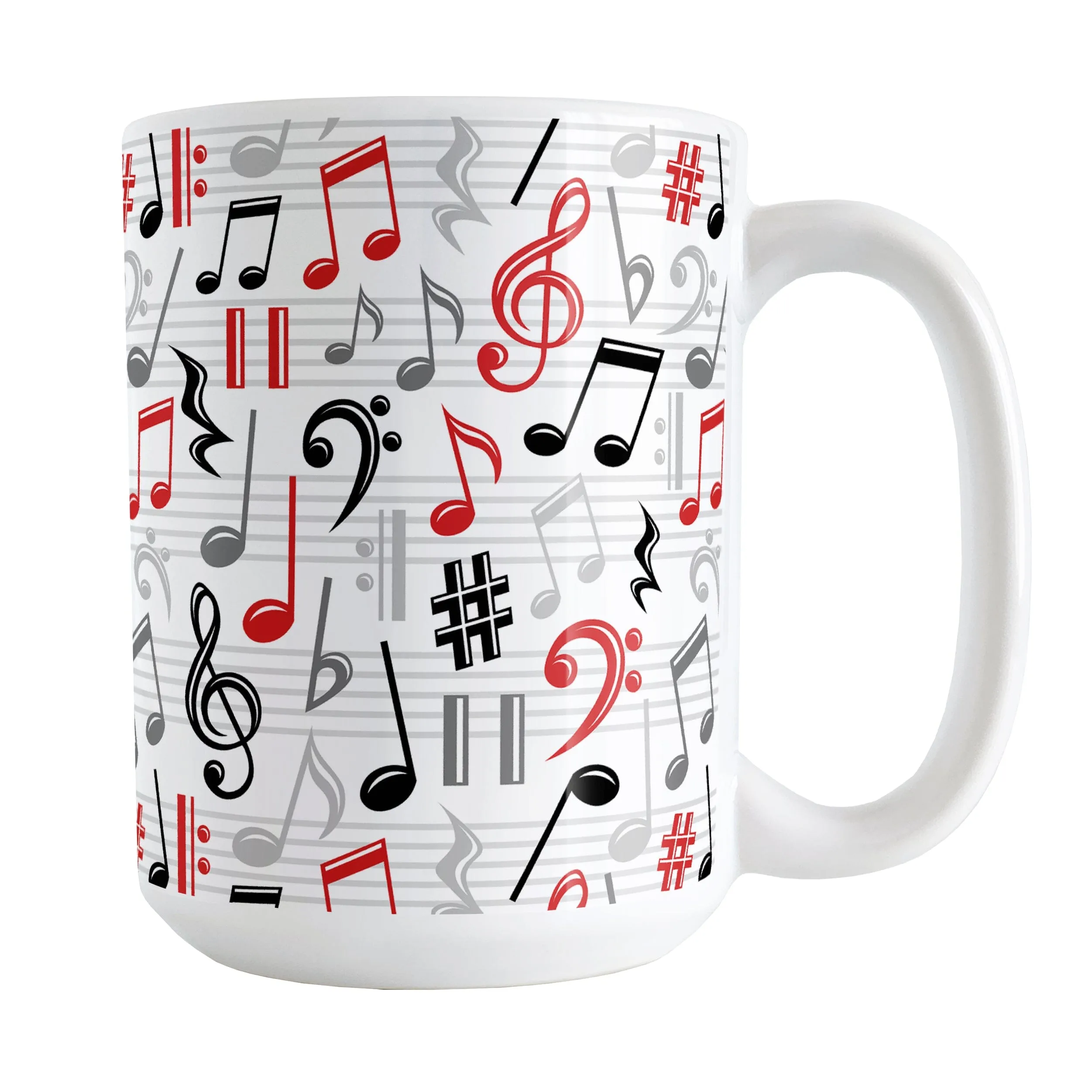 Red Music Notes Pattern Mug