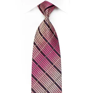 Renoma Men's Rhinestone Tie Pink Striped On Navy With Sparkles