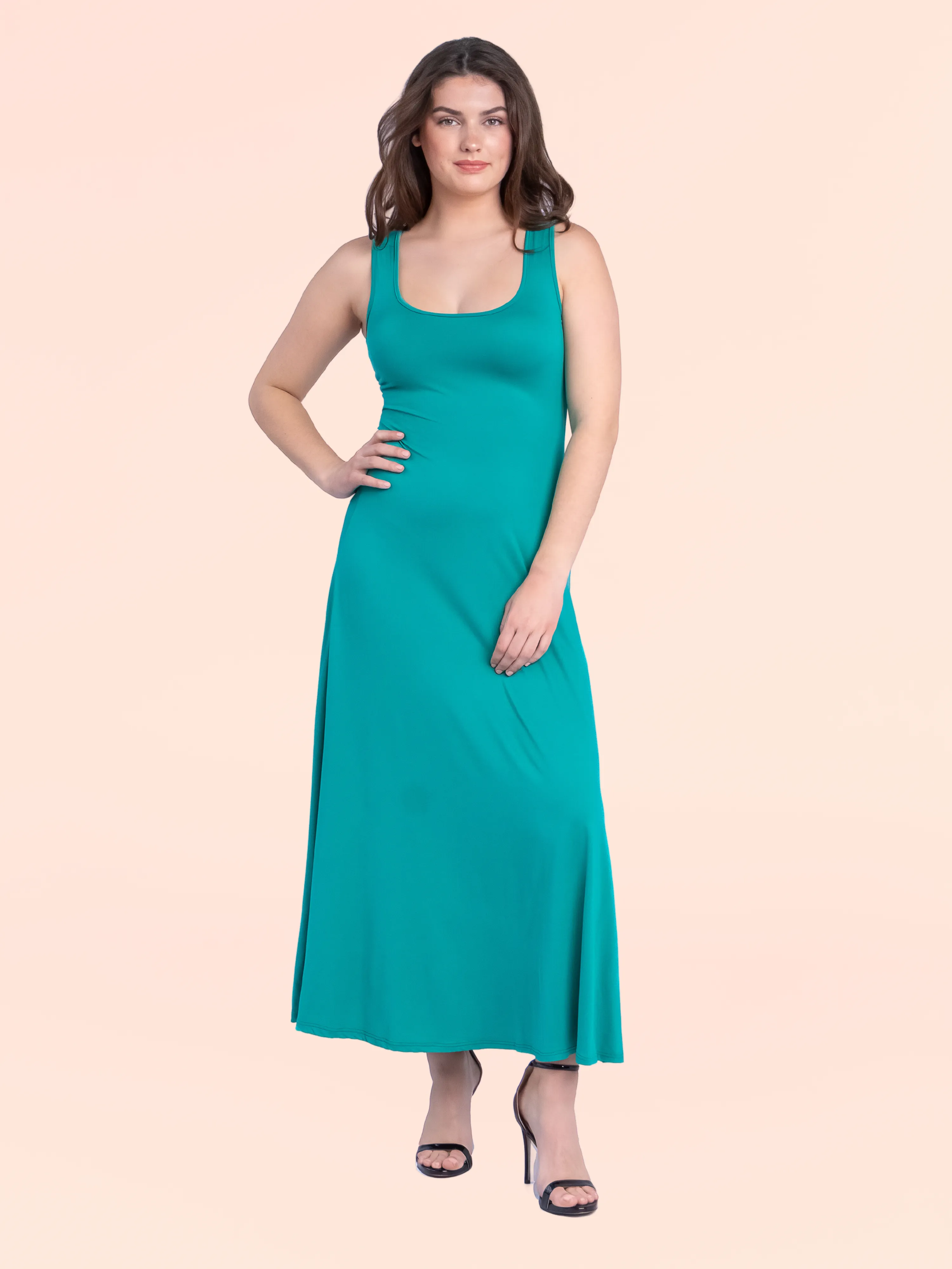 Slim Fit A Line Sleeveless Maxi Dress