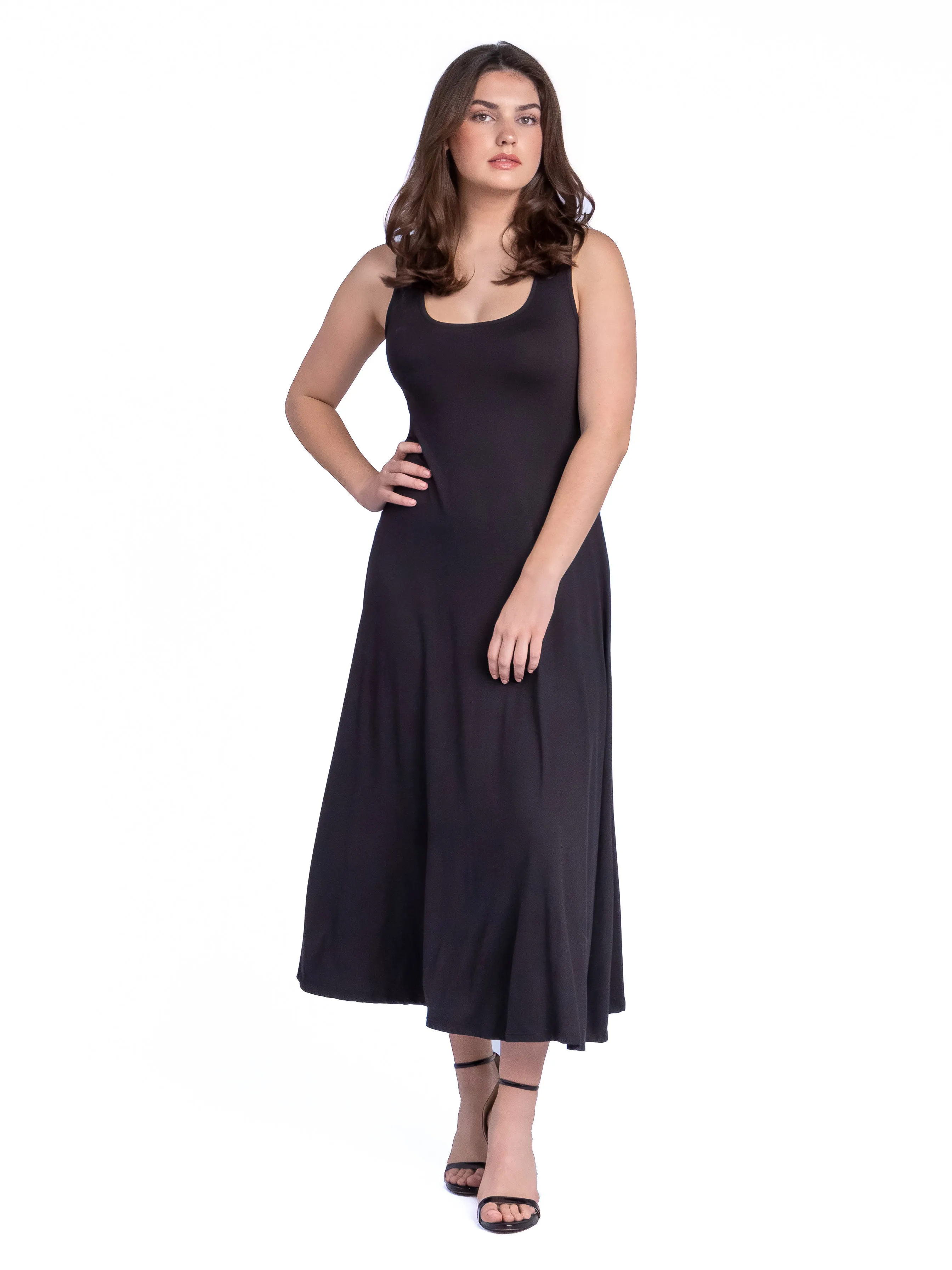 Slim Fit A Line Sleeveless Maxi Dress