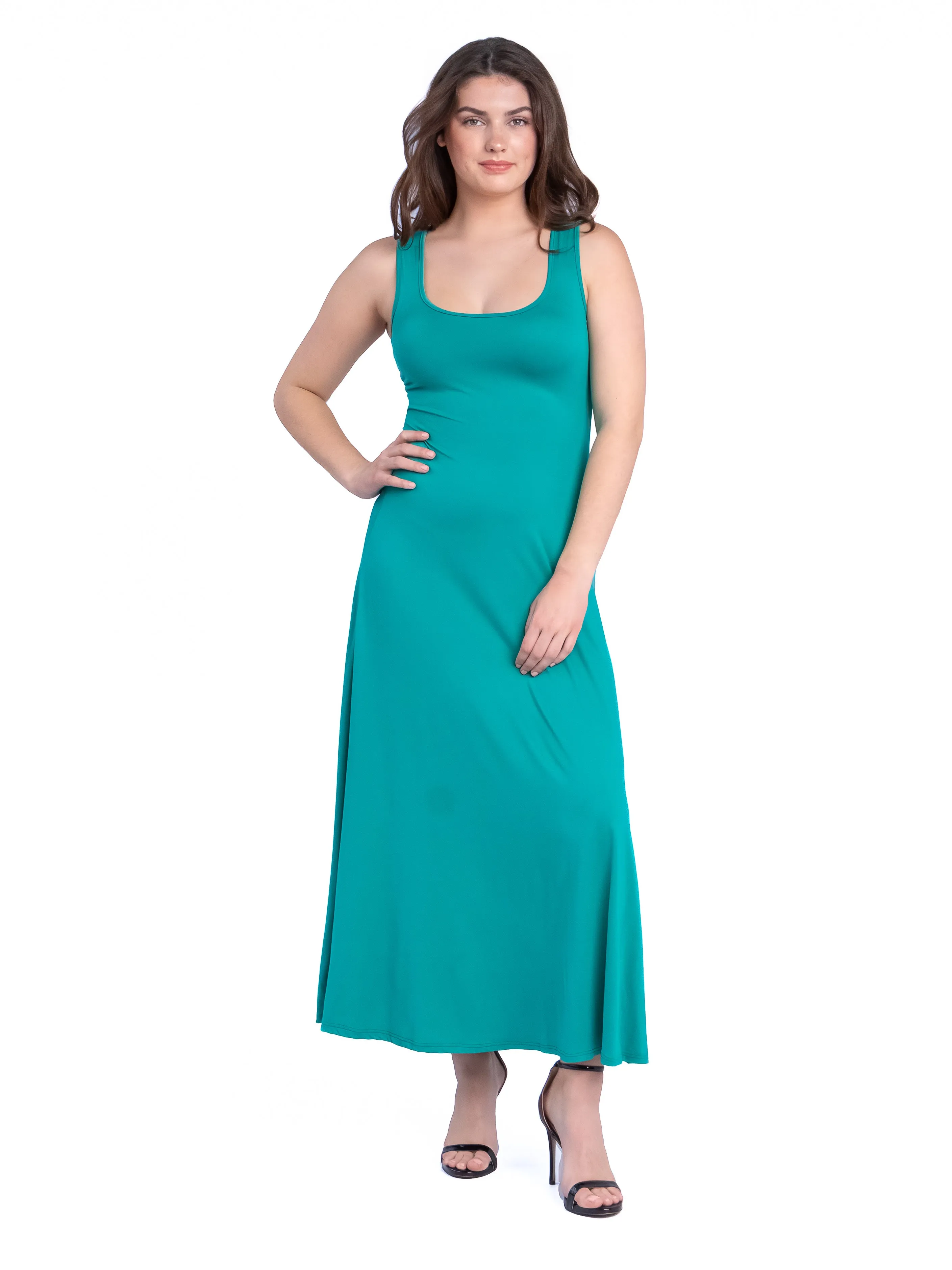 Slim Fit A Line Sleeveless Maxi Dress