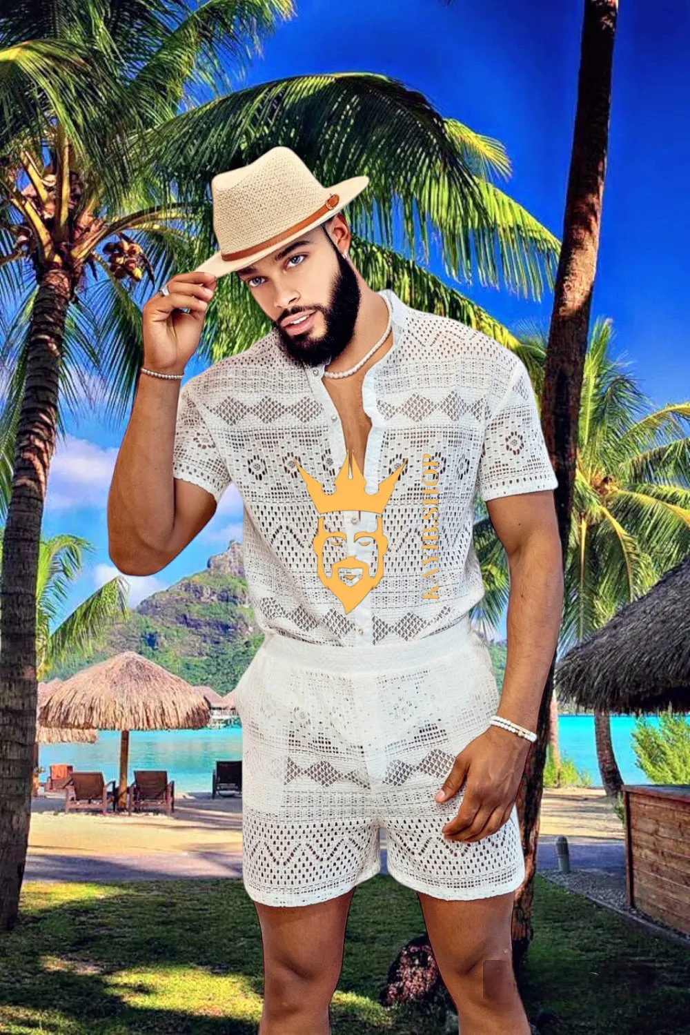 Summer Luxurious Men's White Shirt and Shorts Set - Elevate Your Summer Style - Perfect for Any Occasion