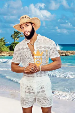 Summer Luxurious Men's White Shirt and Shorts Set - Elevate Your Summer Style - Perfect for Any Occasion