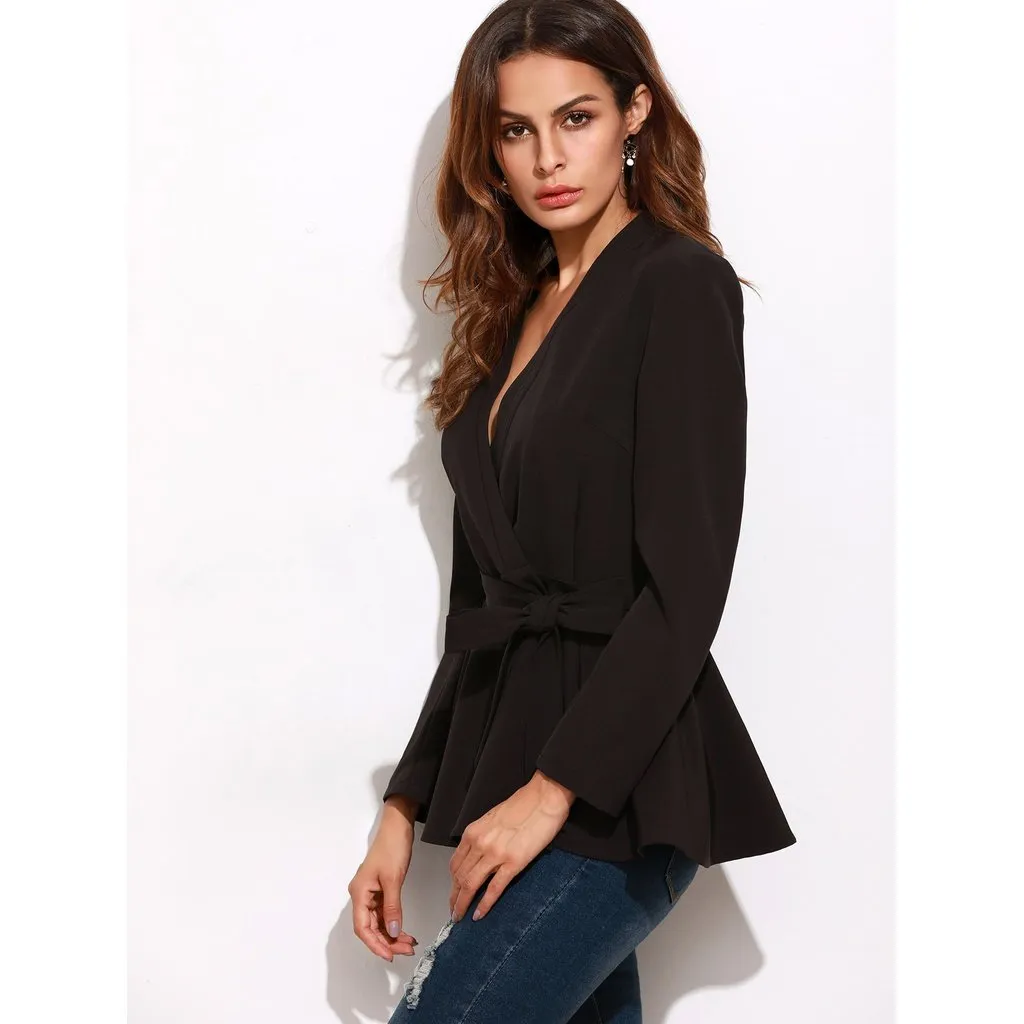 Surplice Wrap Peplum Blazer