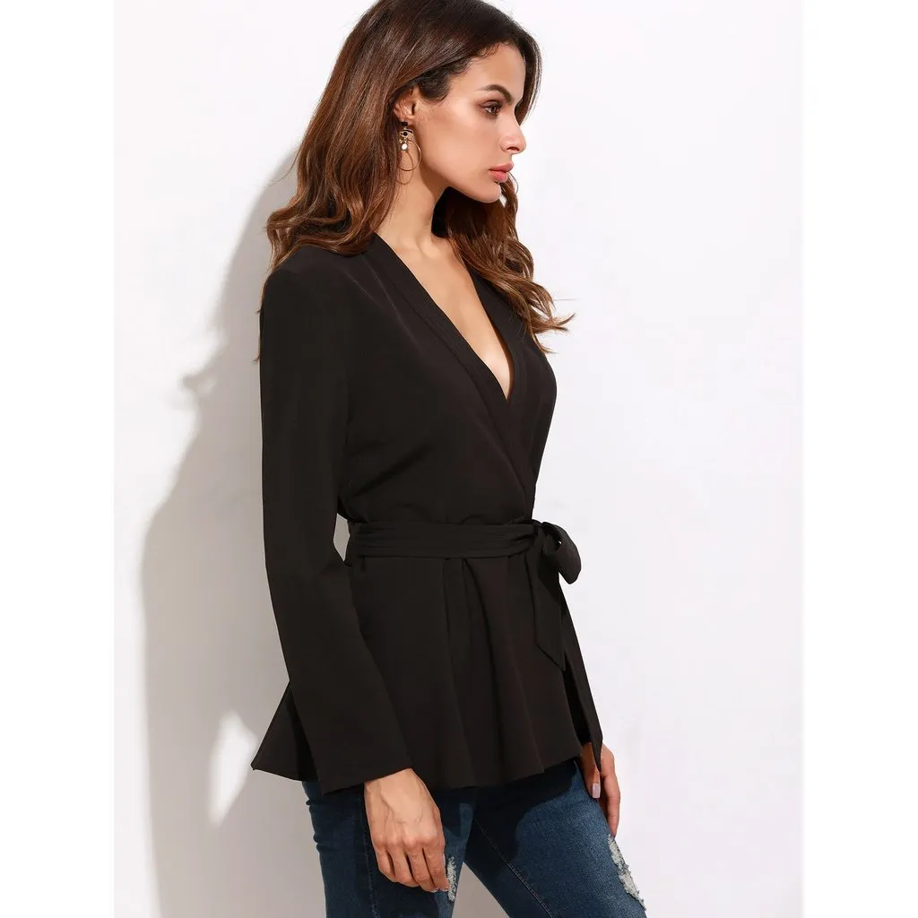 Surplice Wrap Peplum Blazer