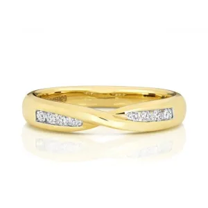 Wedding Band 18ct Gold Crossover Band Ring WQ243/I