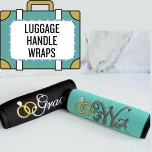 Wedding Name Luggage Handle Wrap Personalized and Embroidered, Honeymoon Suitcase Tag