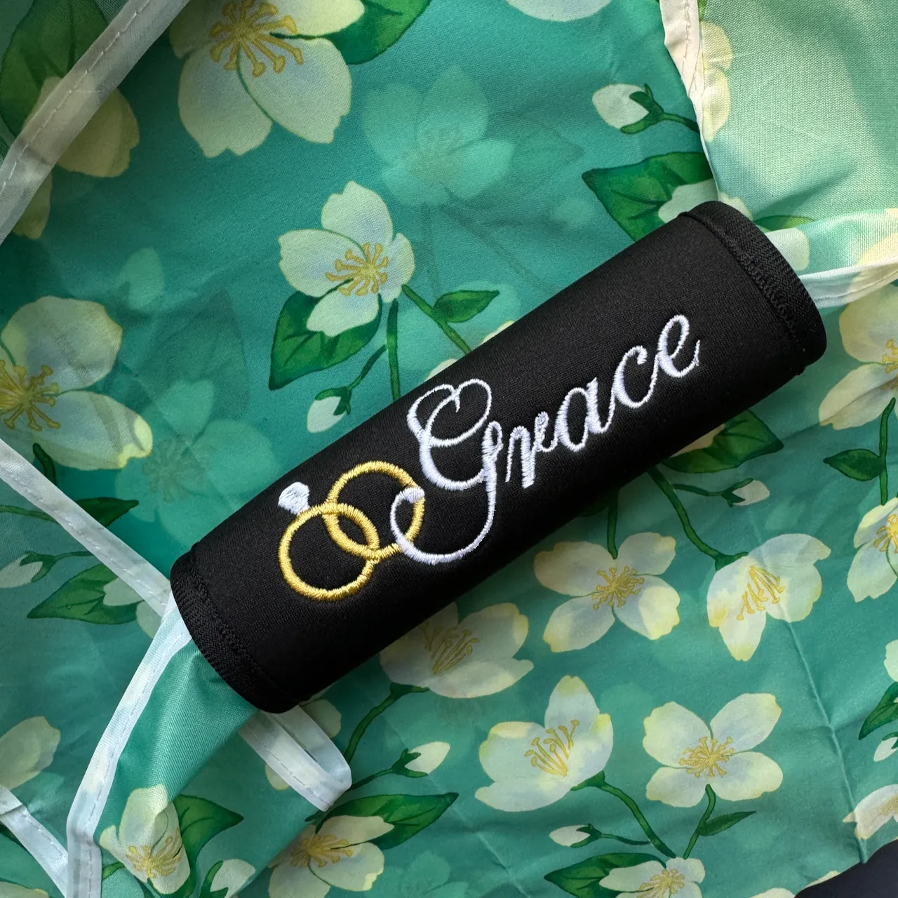 Wedding Name Luggage Handle Wrap Personalized and Embroidered, Honeymoon Suitcase Tag